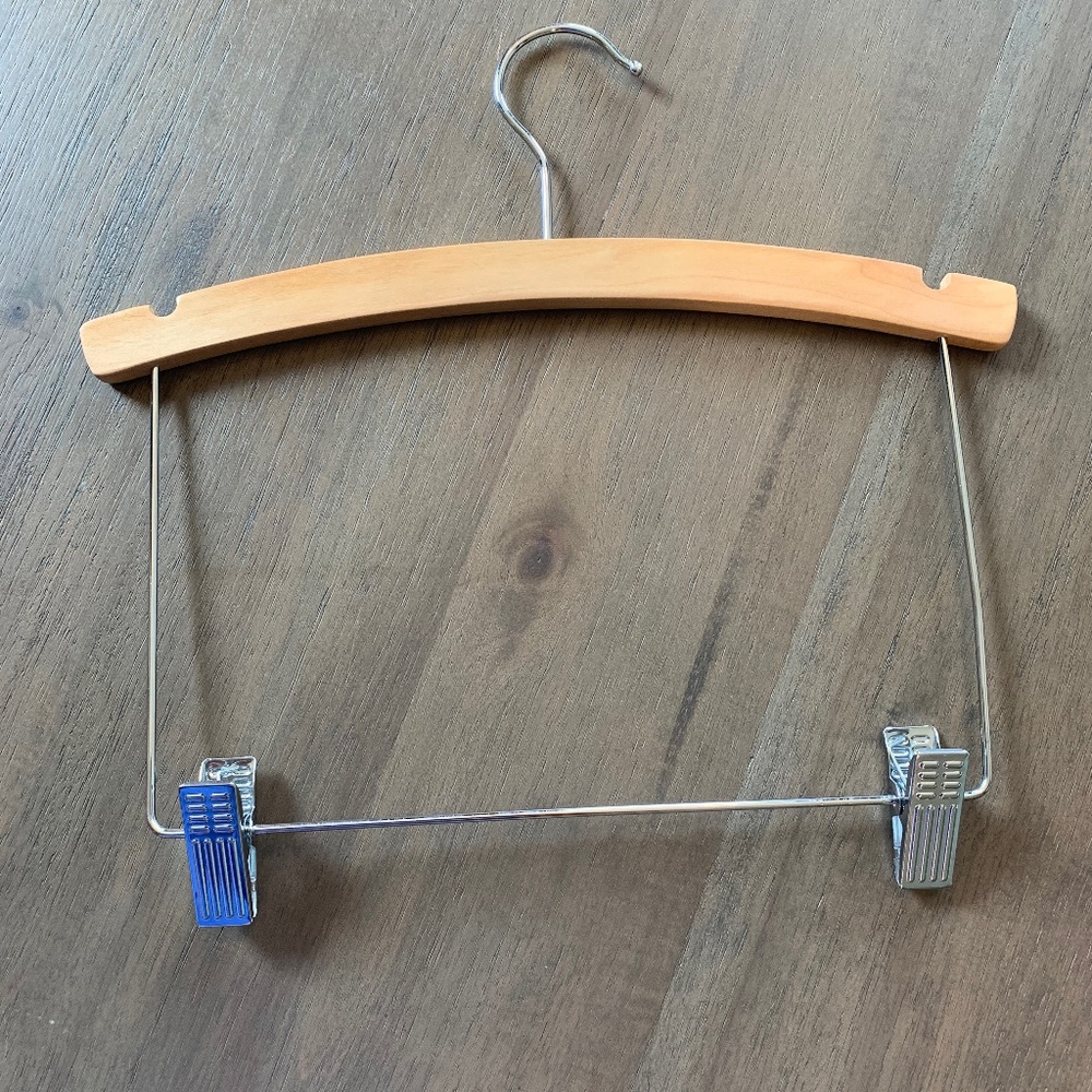 Childs Wooden Hangers Top and Pant Set with clips